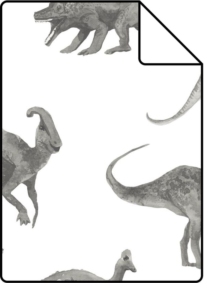 Proefstaal ESTAhome behang dinosaurussen grijs - 26.5 x 21 cm - 131203-S