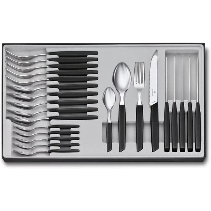 Victorinox Bestekset Swiss Modern - 24-delig - Zwart - RVS/PP - Doos