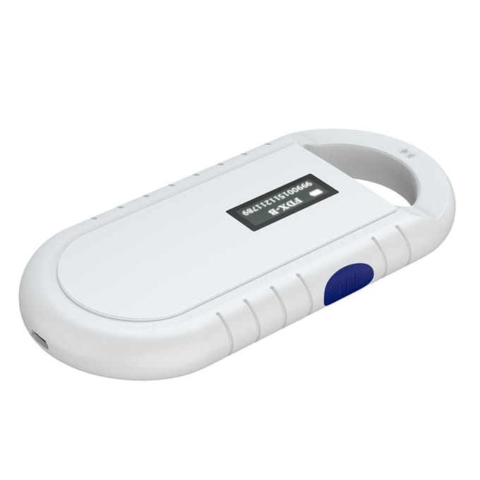 Draagbare, handzame chiplezer voor dieren, microchipscanner voor huisdieren, universele RFID-lezer white