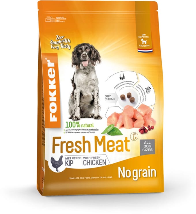 3x Fokker Fresh Meat Hondenvoer Kip 2,5 kg