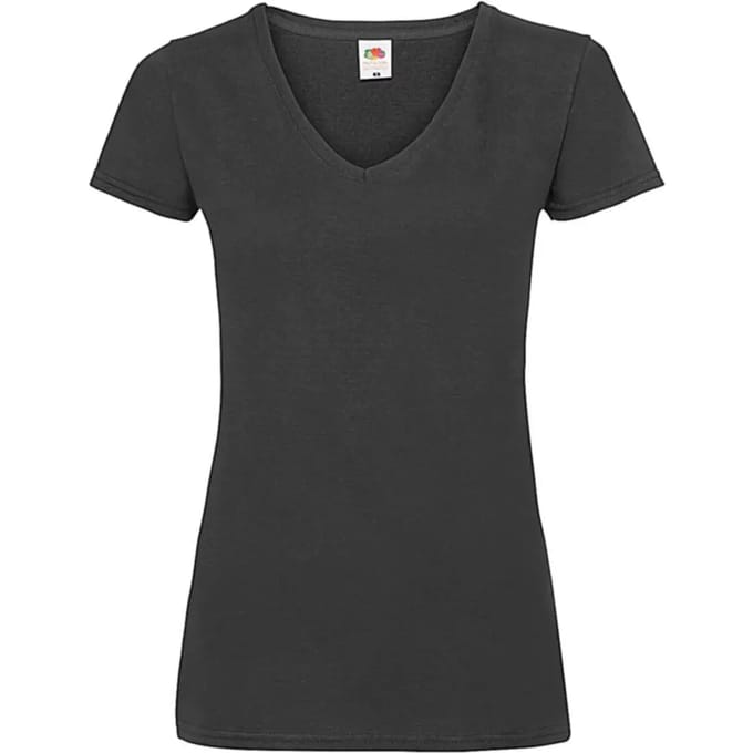 Dames-T-shirt met V-hals Fruit of the Loom Valueweight