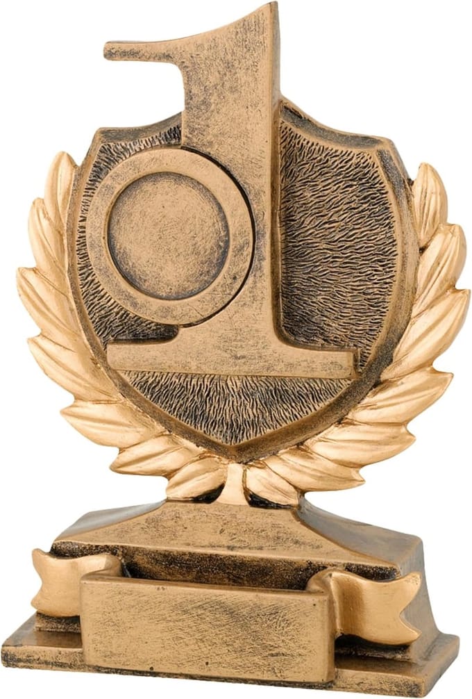 Gouden Nummer 1 - Vis Trofee - Viswedstrijd Prijs - Luxe Graveerplaat - 14 cm Hoog - Goud