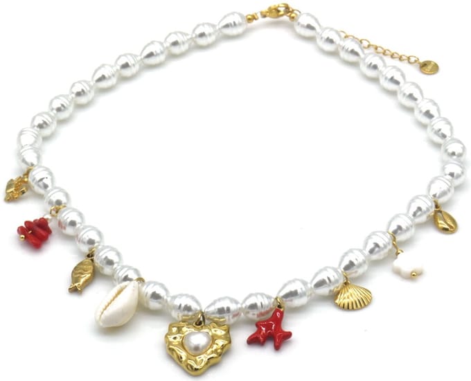 Parel Ketting met bedels – 40-45cm – Tijdloos Cadeau voor Dames