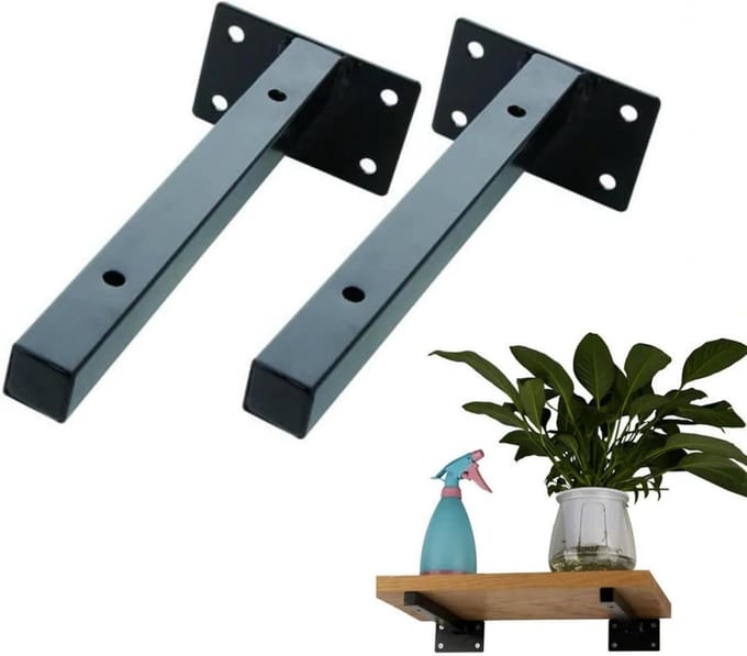 Zware Plankdragers - Wandsteunen - Opbergruimte Creëren - Robuuste IJzeren Constructie - 100 mm - Zwart