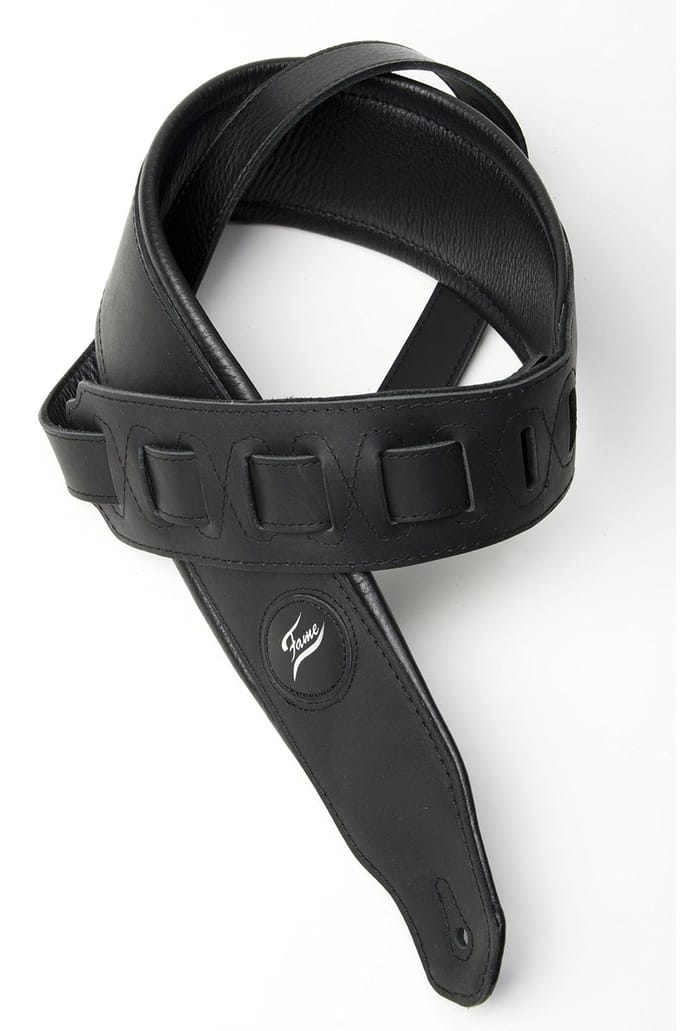 Fame Gitarrengurt 653 black Leather - Basgitaarband