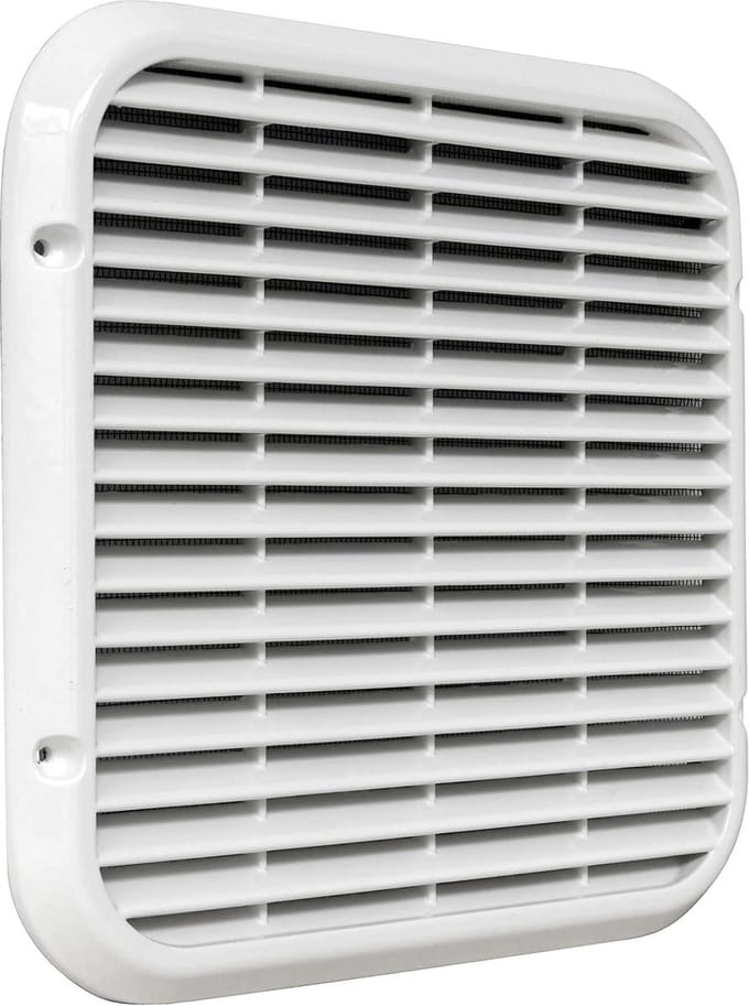 Wit Aluminium Overlappend Ventilatierooster 220x220 mm voor Buiten Ventilatie
