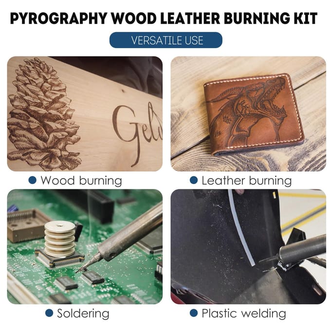 60W 220V 55-delige houtbrander pyrografie hout leer brandgereedschapsset instelbare temperatuur 32 Fahrenheit tot US Plug