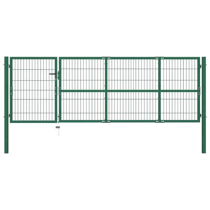 vidaXL - Tuinhekpoort - met - palen - 350x100 - cm - staal - groen