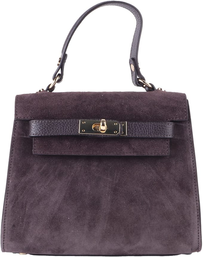 Giuliano lederen handtas Melisa - Suede - Made in Italy - Koffie