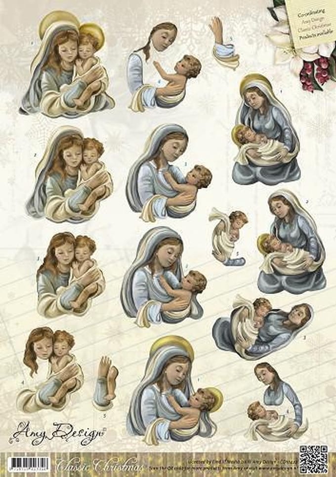 Mary and Jesus - Classic Christmas 3D-Knipvel Amy Design 1 stuks