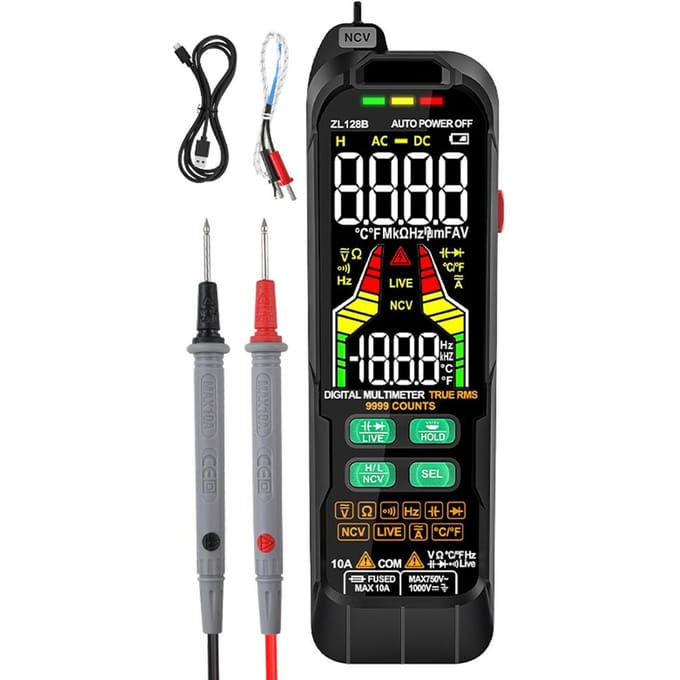 Multimètre numérique testeur professionnel compteur courant alternatif tension continue Multimetro ZL128B multicolore