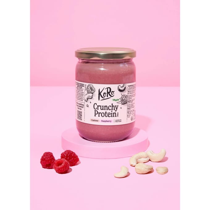 Vegan crunchy proteinspread cashew-framboos 500 g