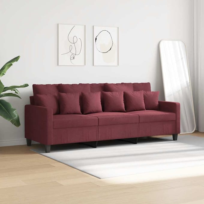 vidaXL - Driezitsbank - 180 - cm - stof - wijnrood