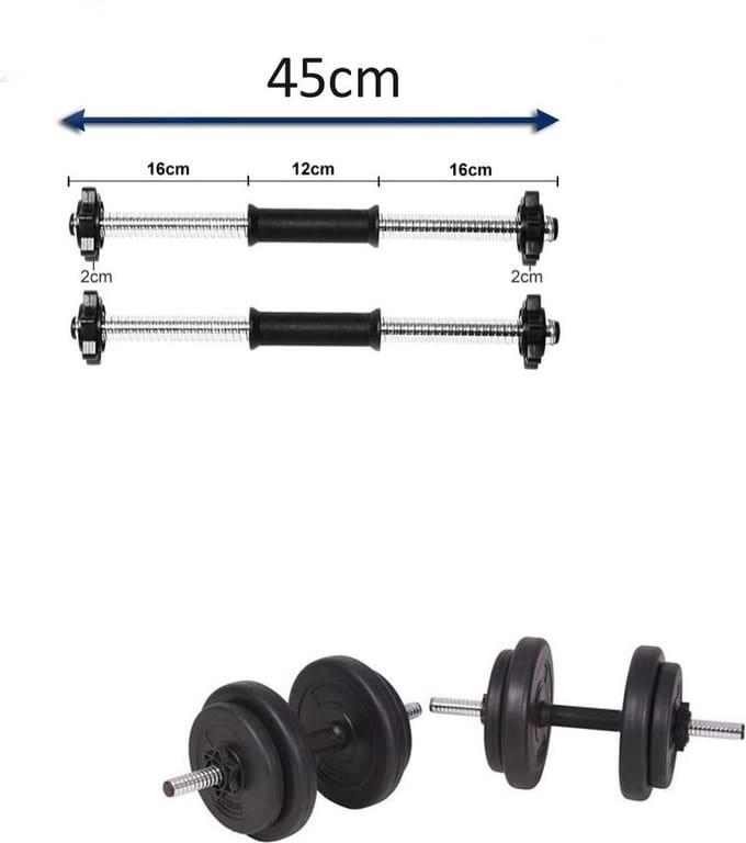 2 STUKS Dumbbell Stang - Halterstang 45cm - Gewichtenstang met sluiters