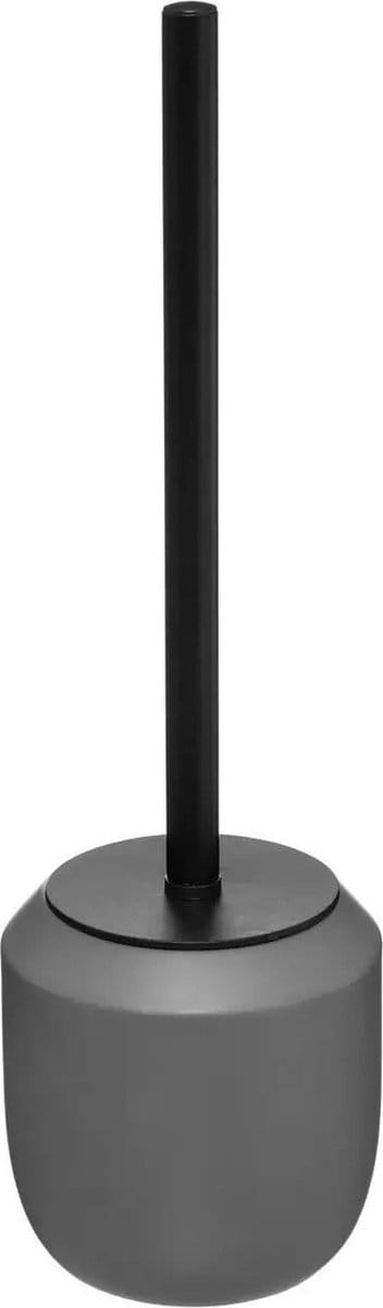 WC-/toiletborstel met houder rond grijs polyresin 39 cm