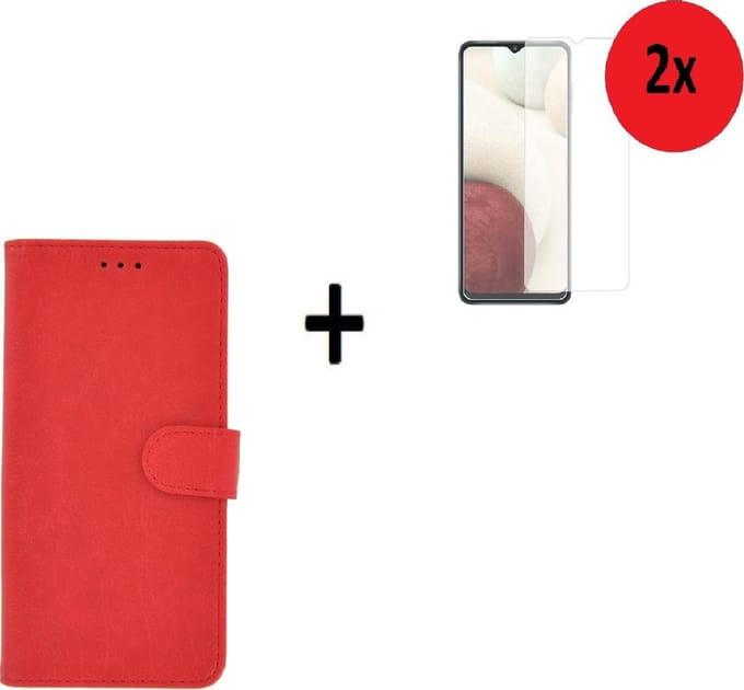 Samsung Galaxy A42 Hoesje - Samsung Galaxy A42 Screenprotector - Samsung A42 Hoes Wallet Bookcase Rood + Screenprotector 2x
