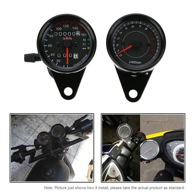 12V Motociclo 13000 RPM Tachimetro Km/h indicator van contachilometri zwart