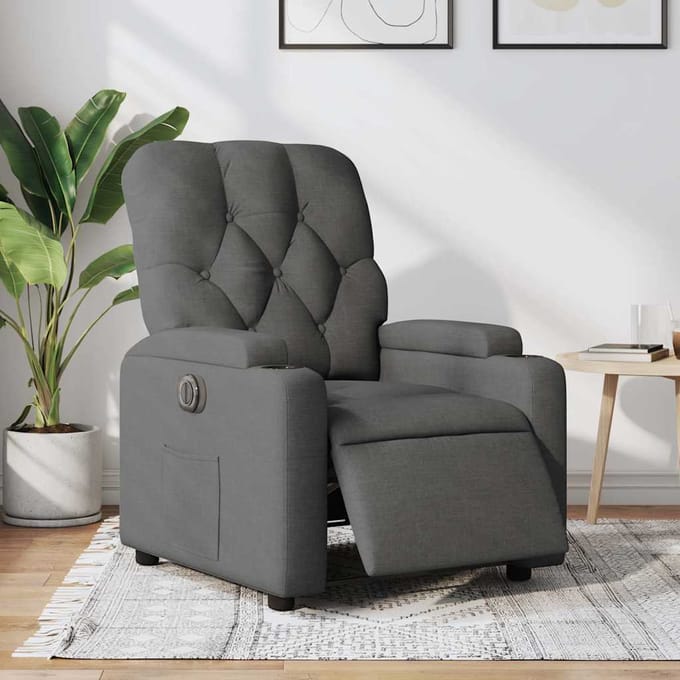 vidaXL - Fauteuil - elektrisch - verstelbaar - stof - donkergrijs