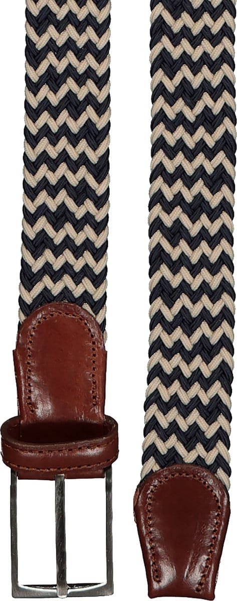 LINDENMANN elastische heren riem - blauw met beige