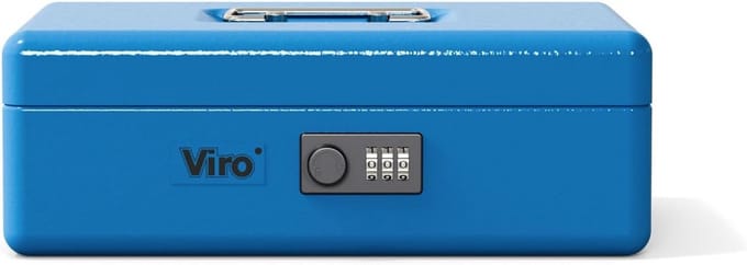 Geldcassette - Opbergkistje - Veilig opbergen - Variabele combinatie - 25 cm breed - Blauw