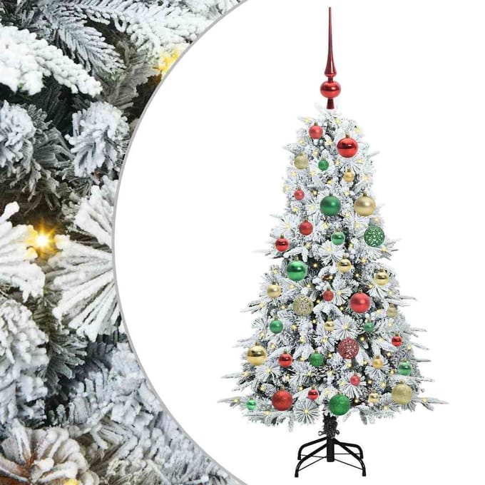 vidaXL - Kunstmatige - Hinged - Kerstboom - Wit - 120 - cm - PE - en - PVC