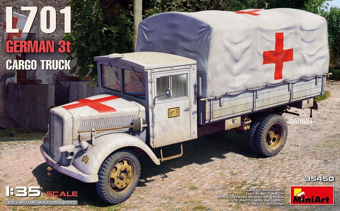 MiniArt Modelbouwpakket Auto - 35450 Opel Blitz L701 - WWII Duitse 3Ton Cargo Truck Plastic - 1:35 - Modelbouw