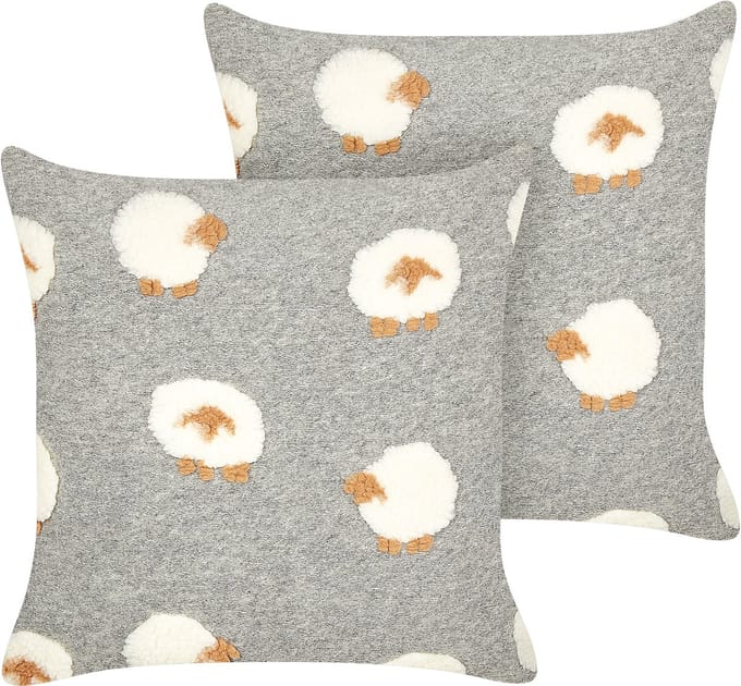 EINADIA - Sierkussen set van 2 - Grijs - 45 x 45 cm - Polyester