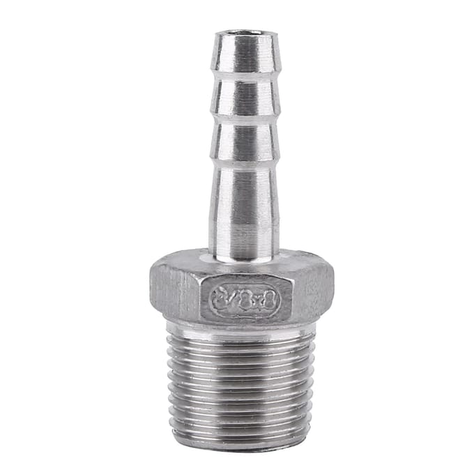 Stainless Steel Male Thread Pipe Fitting Adapter Barb Hose Tail Connector (34 x25mm)