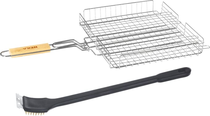 BBQ / Barbecue grill mand - 63 x 35 cm - Incl schoonmaakborstel - Eten maken - RVS