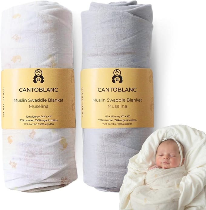 Mousseline Dekens voor Baby's - Zachte Katoen en Bamboe, 2 Stuks, Multifunctioneel