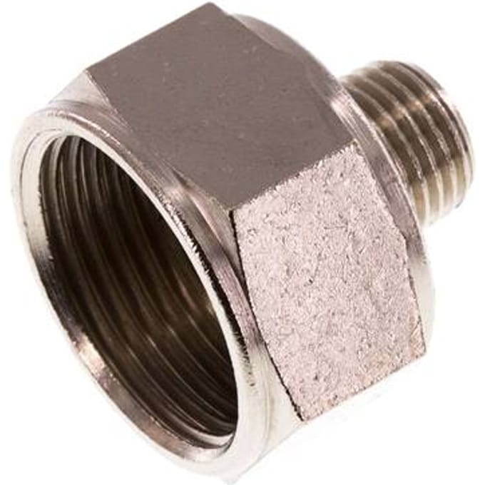Verloopadapter R1/4'' Buitendraad X Rp3/4'' Binnendraad Messing Vernikkeld 16bar