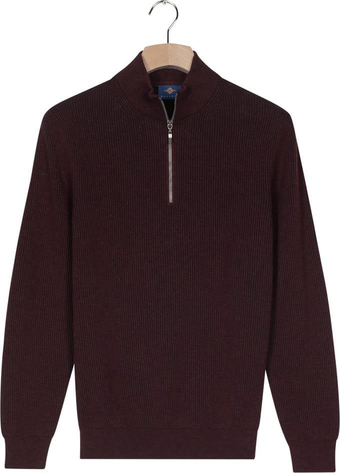 Baileys - Heren - Trui - Ribgebreid - Katoenen Pullover - Bordeaux - 528419-495