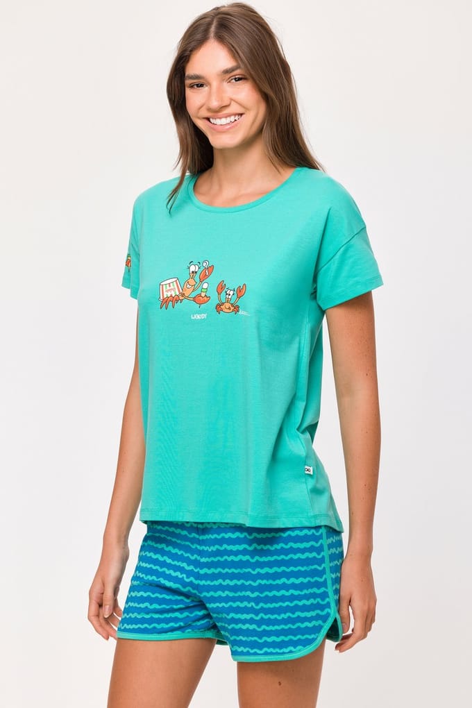 Woody Meisjes-Dames Pyjama turquoise - maat 092/2J