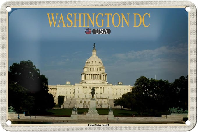 Blechschild Reise 18x12cm Washington DC USA United States Capitol