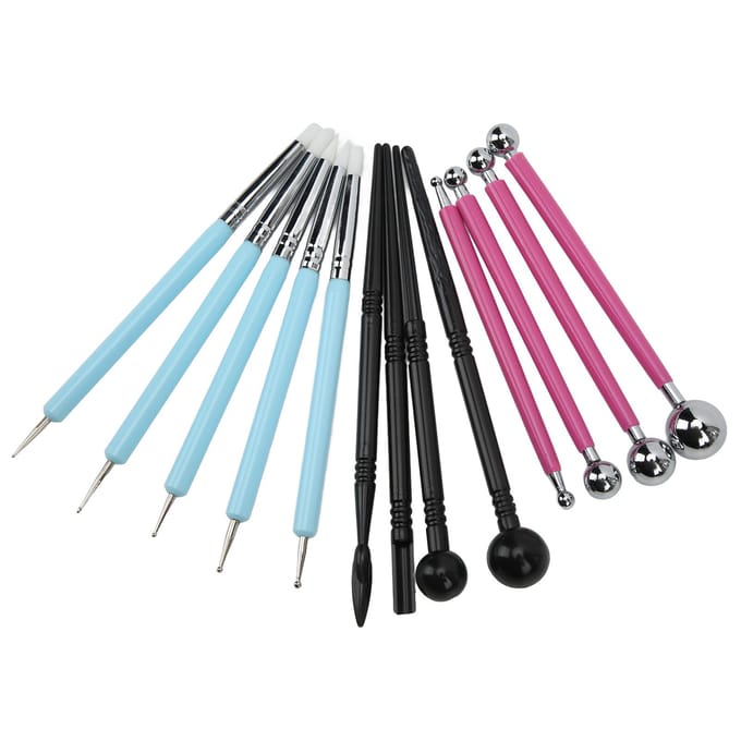 13-delige boetseerklei modelleergereedschap set complete gereedschappen diverse maten bolvormige stylus dotting tools voor pink