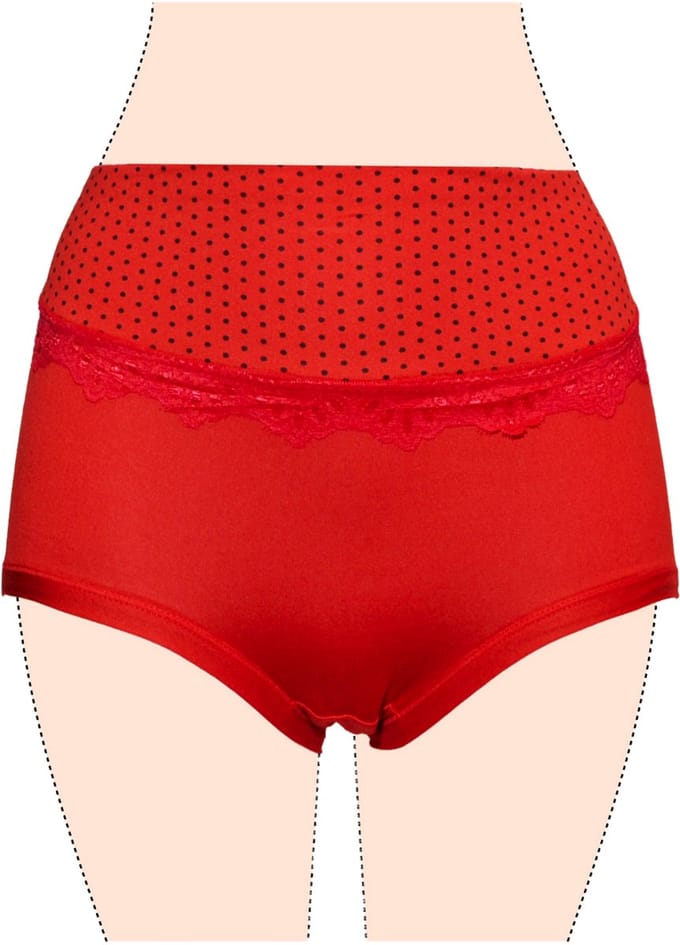Damesslips - 4 slips met stipjes - 4 kleuren - Maat XL