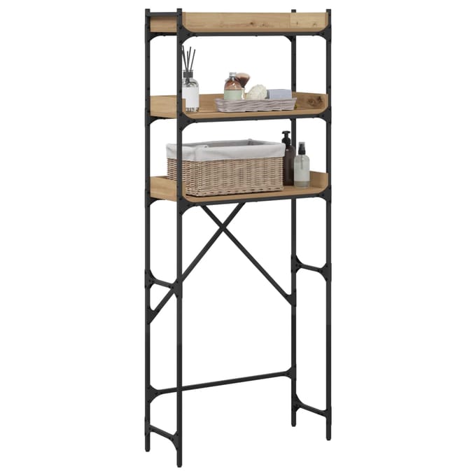 vidaXL - Wasmachineplank - Artisan - Eiken - 67 - x - 25 - x - 163 - cm - Bewerkt - hout