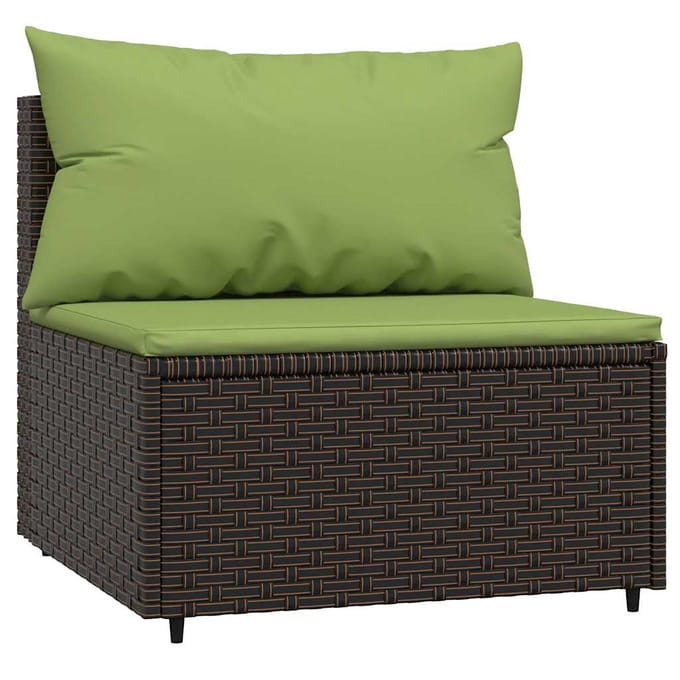 vidaXL - Tuinmiddenbanken - met - kussens - 2 - st - poly - rattan - bruin
