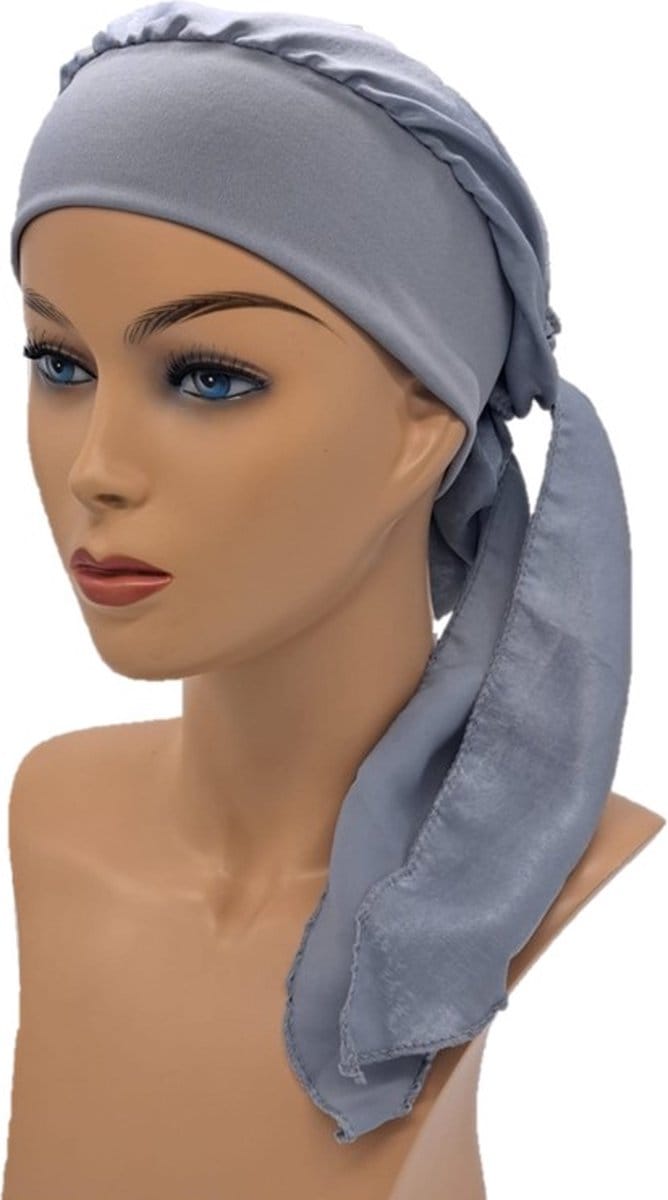 Johnson Headwear® - Chemo wikkelmuts - Dames muts - Kleur: Grijs/Zilver - Chemo Cap - Muts - Cap - Hoofddeksel - Zomer Mutsje