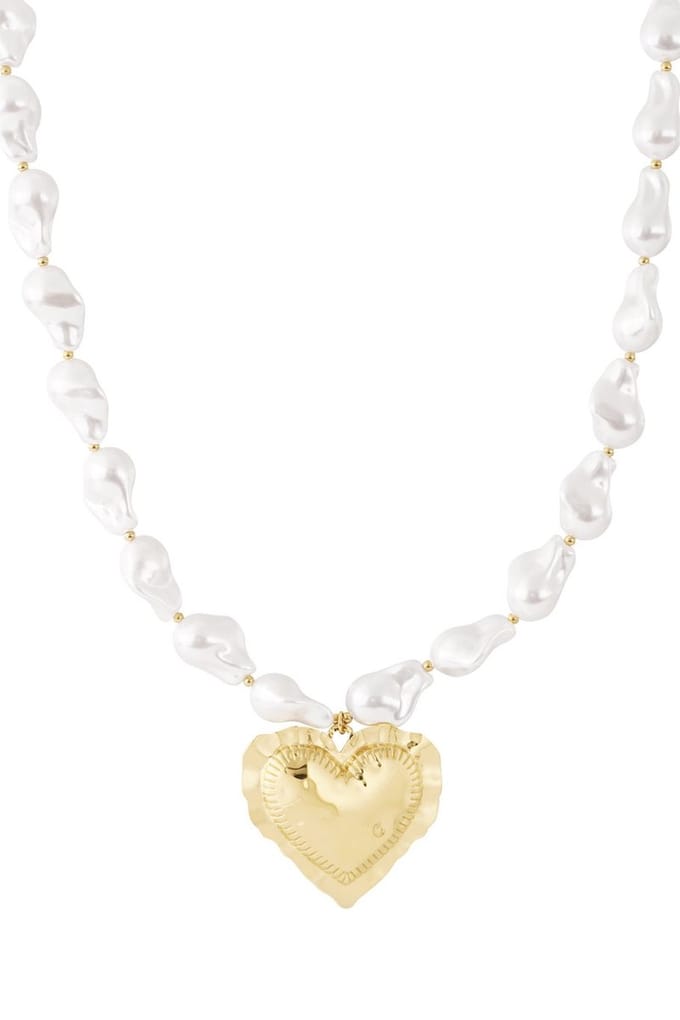 Bijoutheek Collier Pearl Love Hart Goud