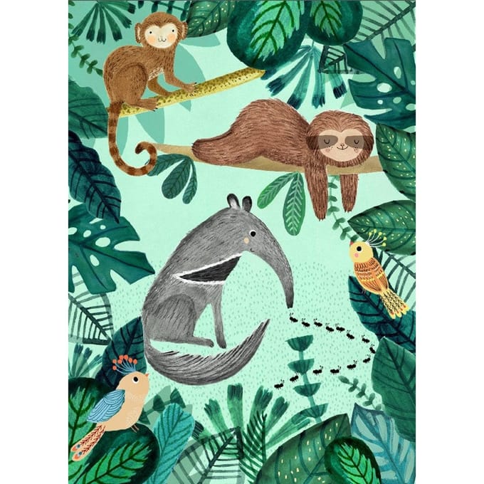 Petit Monkey poster Anteater and Sloth 50 x 70 cm