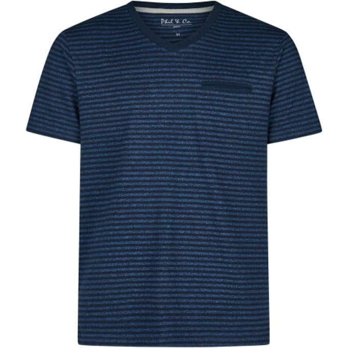 Phil & Co Heren pyjamashirt korte mouw donker/ gestreept