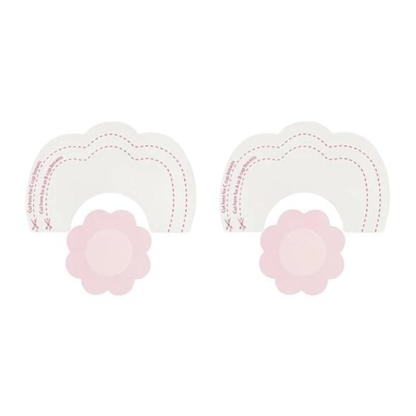 Bye Bra zelfklevende borstlift tape, onzichtbaar, push-up, A-C, beige satijnen tepelcovers (A-C)