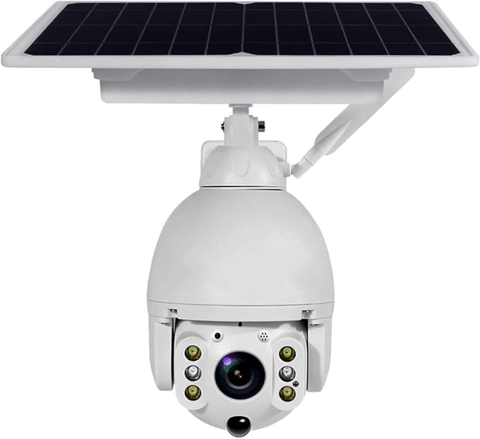 Zonnecamera Buiten - Beveiligingscamera WiFi - Huisbewaking - PTZ Rotatie - 1080P HD - Wit
