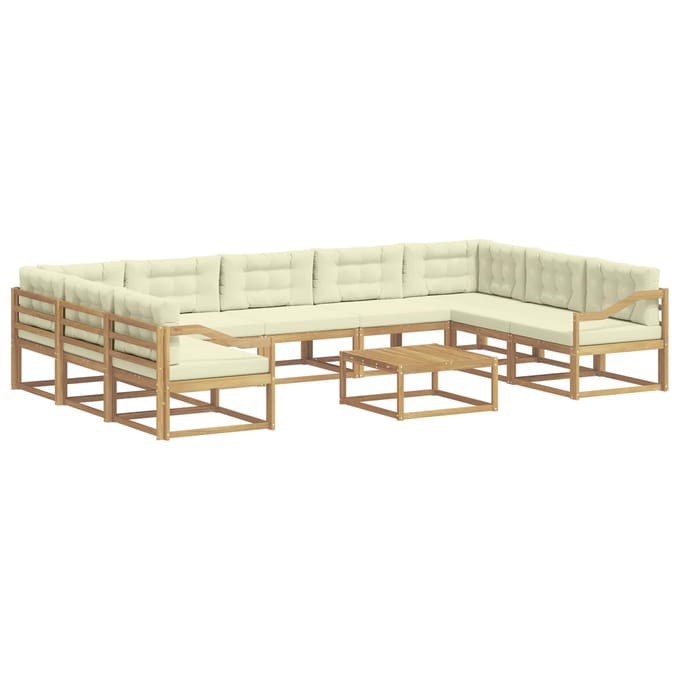 vidaXL - Buiten - bank - set - 10 - st - Wit - en - crèmekleurig