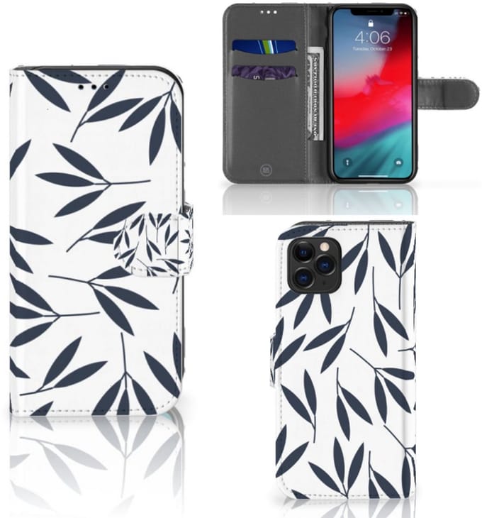 Apple iPhone 11 Pro Hoesje Leaves Blue