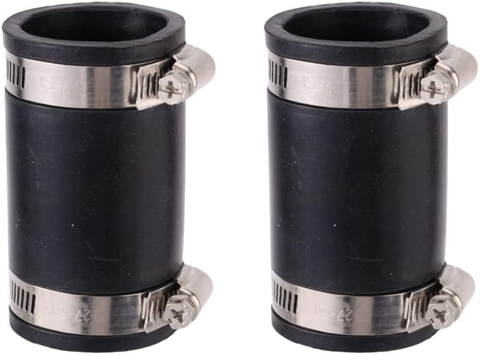 BRENZOOS- PVC-Koppeling 2 Stuks - Flexibele Koppeling - Rubber Condensaatpijp-Koppeling - RVS Slangband - Lekbestendig - 4,1cm Binnendiameter - Pijpkoppeling