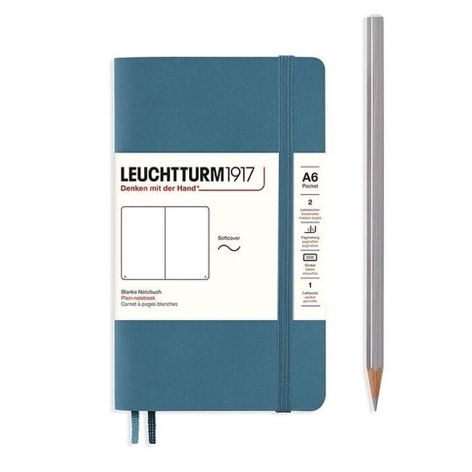 Leuchtturm1917 A6 Pocket Notitieboek Blanco Softcover Stone Blue - Notebook - 4004117610905