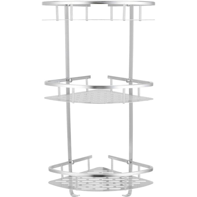 3-laags hoekdoucheplank, wandgemonteerde douche-organizer, opbergrek voor toilet, keuken white