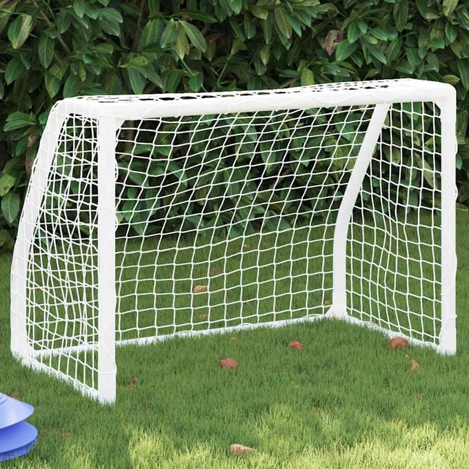 vidaXL - Kindervoetbaldoelen - 2 - st - met - bal - 64x35x48 - cm - metaal - wit
